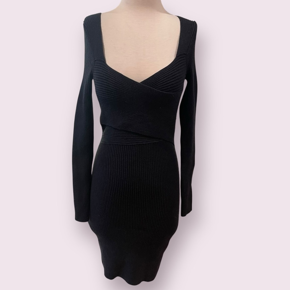 Abercrombie Black Ribbed Knit Sweater Dress